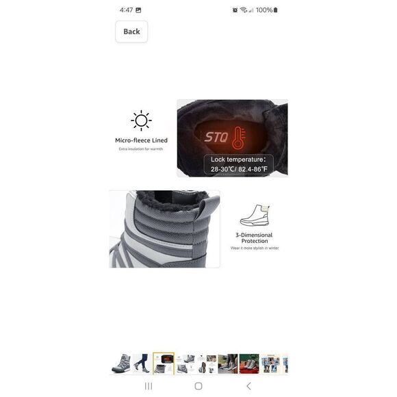 New 6 STQ Grey Winter Walking Boots Zip Lightweight Cozy Ankle Boots Booties NWT - Picture 3 of 10